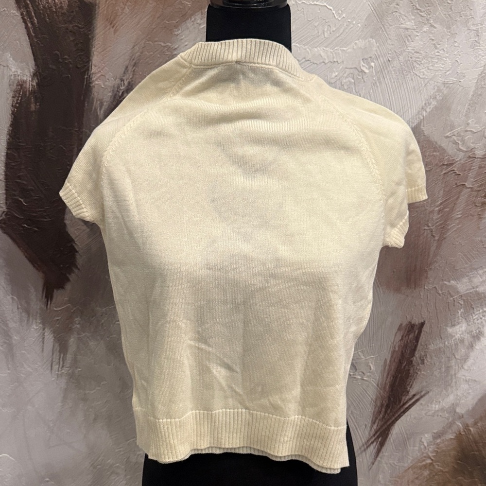 Chanel Cream and Black Heart Button Knit Top - Picture 3 of 4